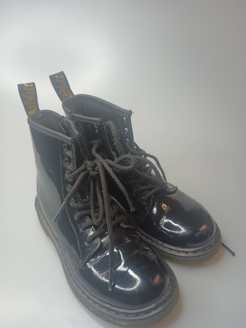 Dr. Martens Kids' Black Patent Lace-Up Boots 1460 J Size 2